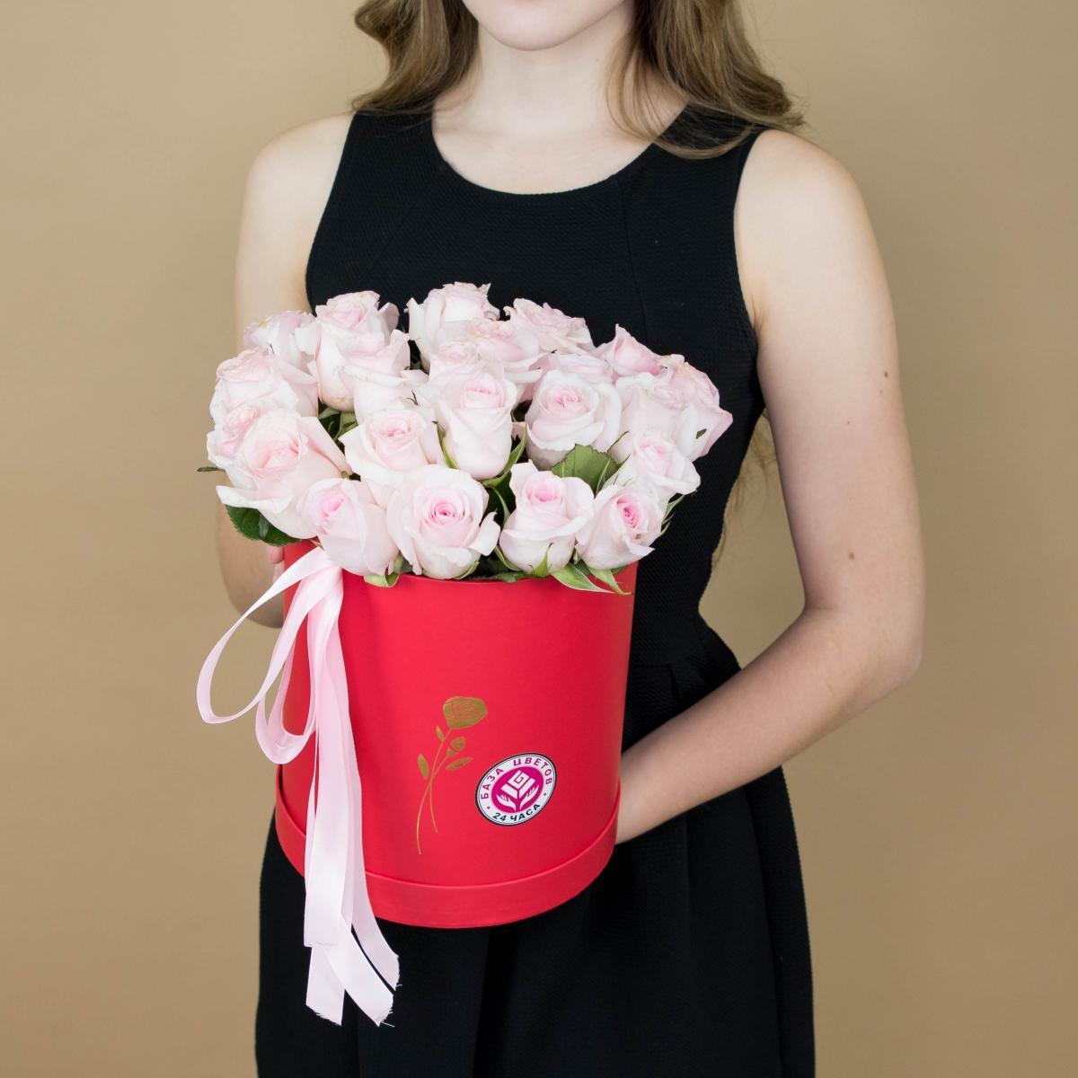 Розы розовые в шляпной коробке articul - 2100