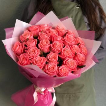 Розовые розы 50 см 25 шт. (Россия) (код  356125vld)