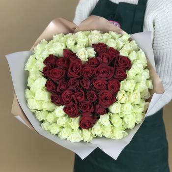 Букет 101 роза (Кения) в виде Сердца [артикул букета: 122850vld]